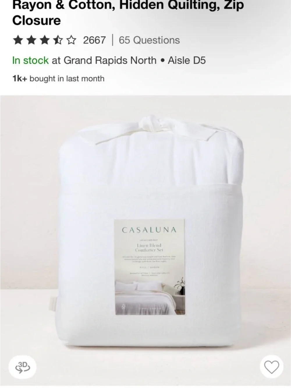 Casaluna Weighted Linen-Blend Comforter Full/Queen; pillows/shams included